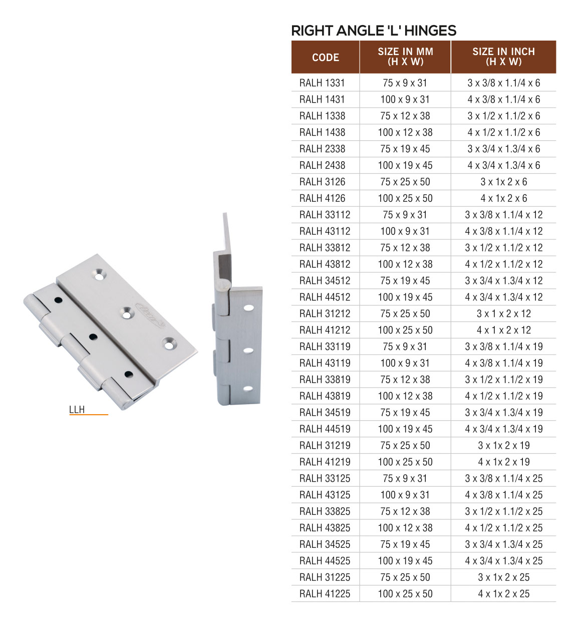 LLH by Decor Brass Hardware Hinges