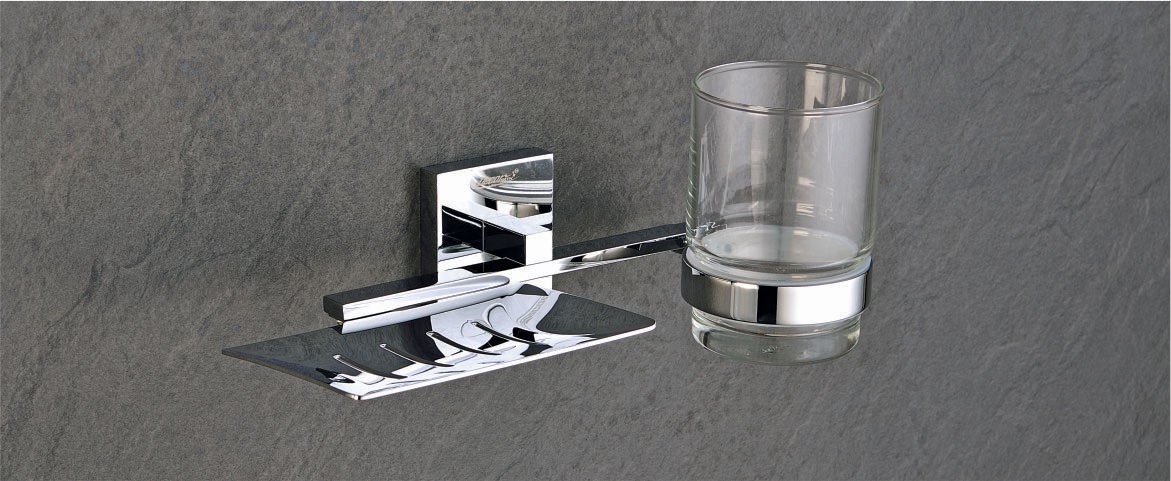 Combo of Soap Dish with Tumbler Holder by Decor Brass Bath Walter